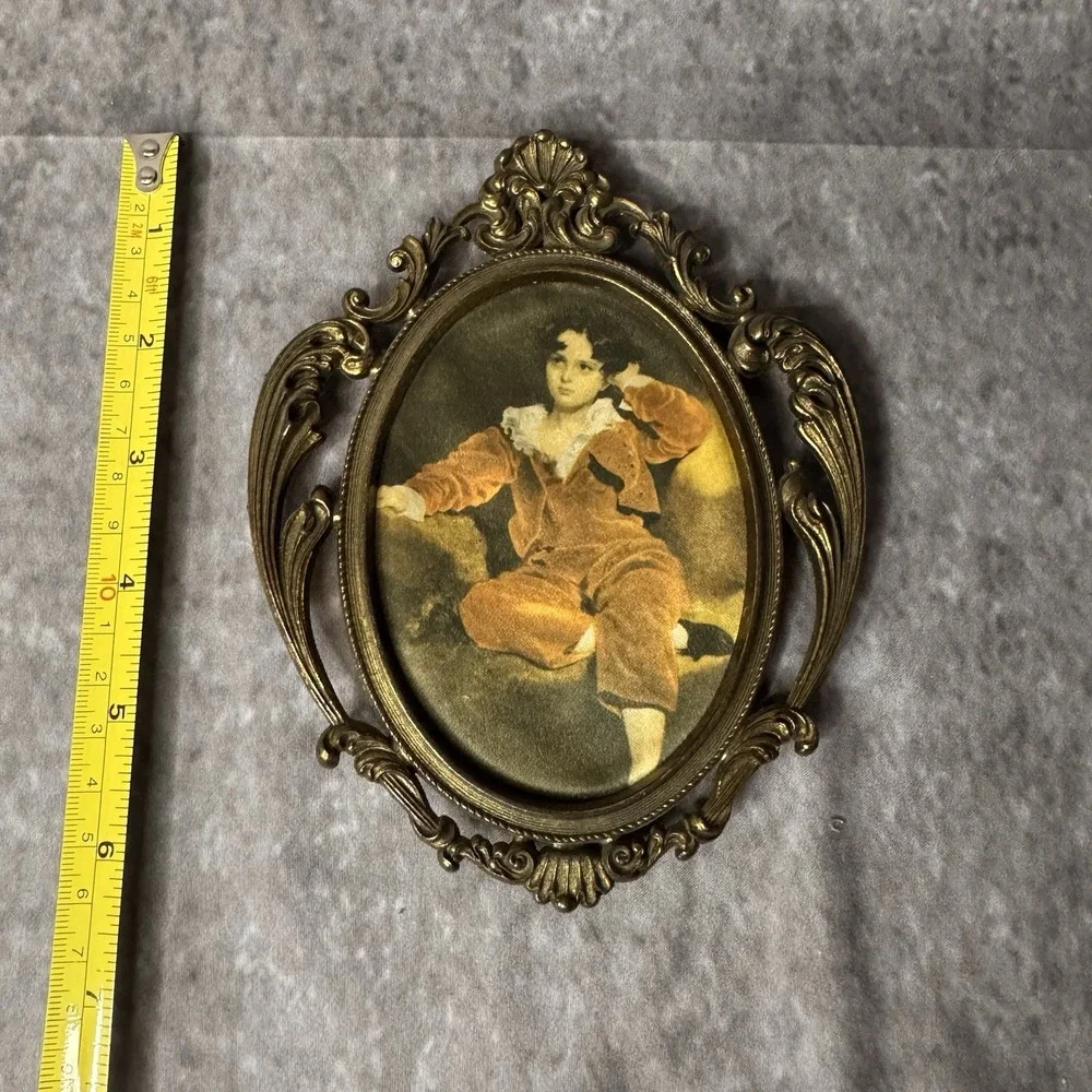 Vintage Small Ornate Brass Easel Back Picture Frame Made In Holland